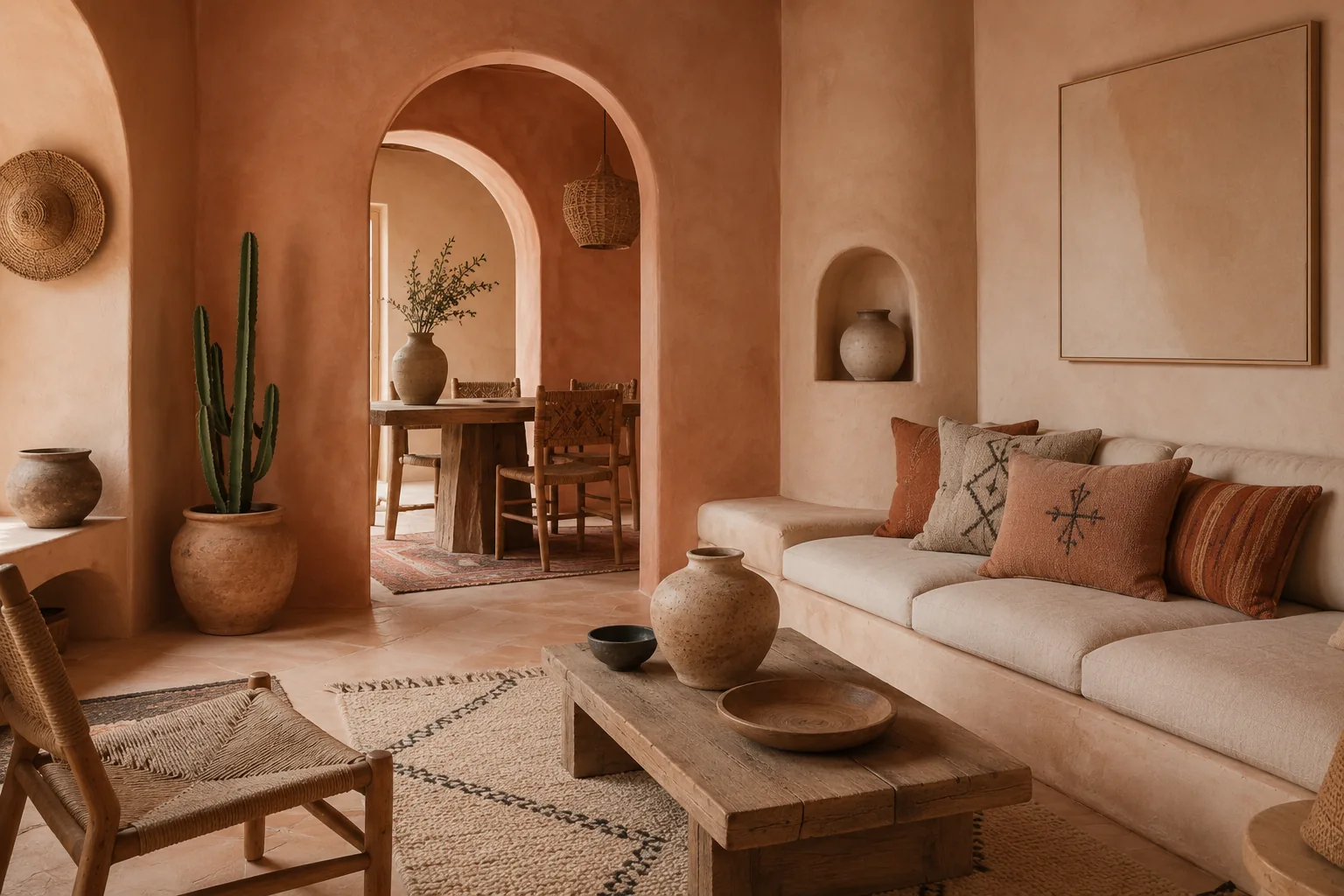 Stile desert nomad: terracotta, archi e tessuti artigianali